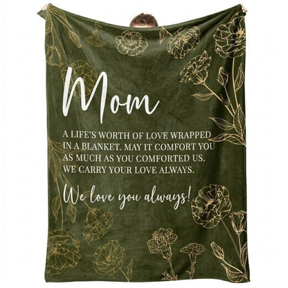 Aura Zoma Mom Appreciation Blanket – Heartfelt Message Throw Blanket for Mom, Soft Flannel Gift for Mother's Day, Birthday & Special Occasions