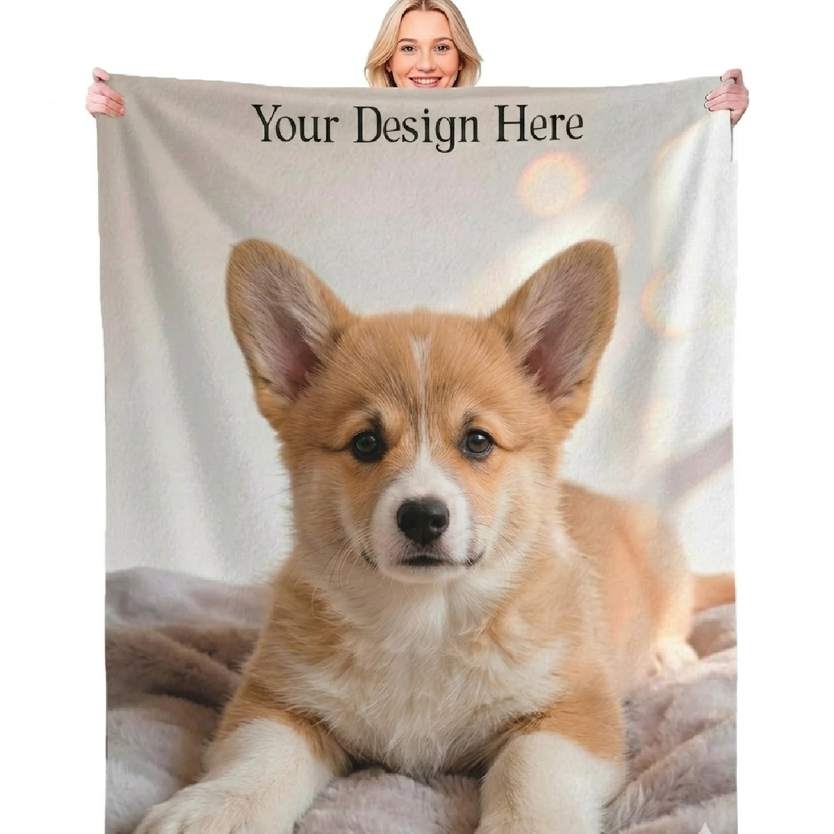 Custom Pet Photo Blanket – Personalized Dog Picture Throw Blanket, Soft Flannel Fleece Blanket for Pet