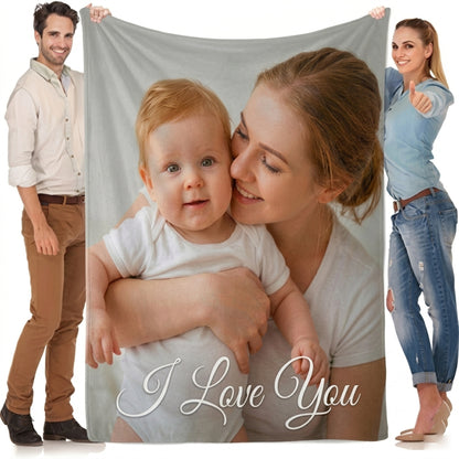Aura Zoma Custom Photo Blanket – Personalized Picture Blanket for Family, Couples & Loved Ones, Soft Flannel Throw, Memory Keepsake Gift for Birthday