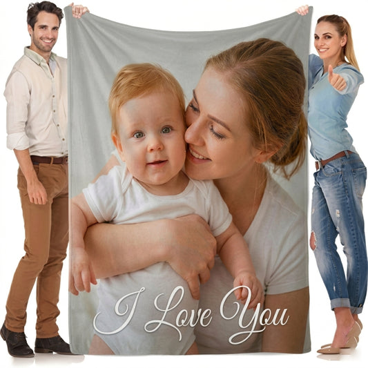 Aura Zoma Custom Photo Blanket – Personalized Picture Blanket for Family, Couples & Loved Ones, Soft Flannel Throw, Memory Keepsake Gift for Birthday