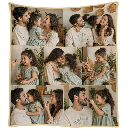 Aura Zoma Personalized Family Photo Blanket – Custom Picture Collage Throw Blanket, Memory Keepsake Gift for Family, Couples & Loved Ones