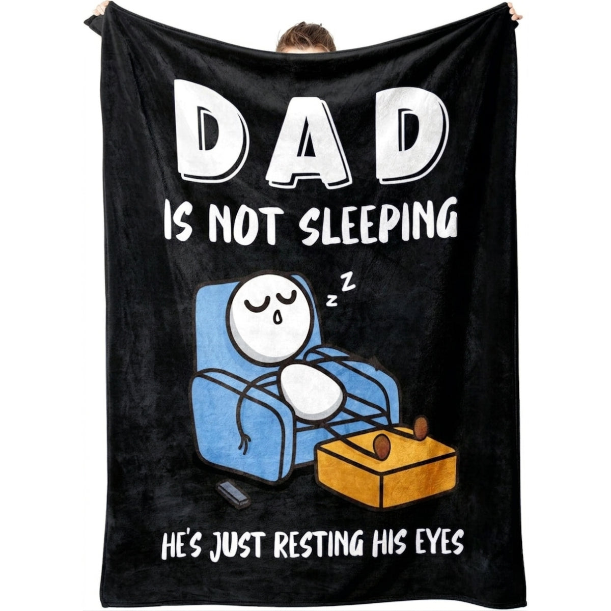 Aura Zoma Dad Is Not Sleeping He's Just Resting His Eyes Funny Dad Throw Blanket – Soft Cozy Fleece Blanket for Father
