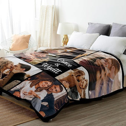 Custom Blanket with Picture Text Personalized Throws Blanket with Photos,Customizable Blankets Customized Gifts for Mom Dad Couple Girlfriend Boyfriend Wife Husband (30X40)