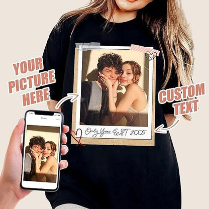 Custom Photo Tshirt, Vintage Graphic Tee in Bootleg Rap Style, Birthday Gift Idea for Unisex,Boyfriend,Girlfriend,Couple
