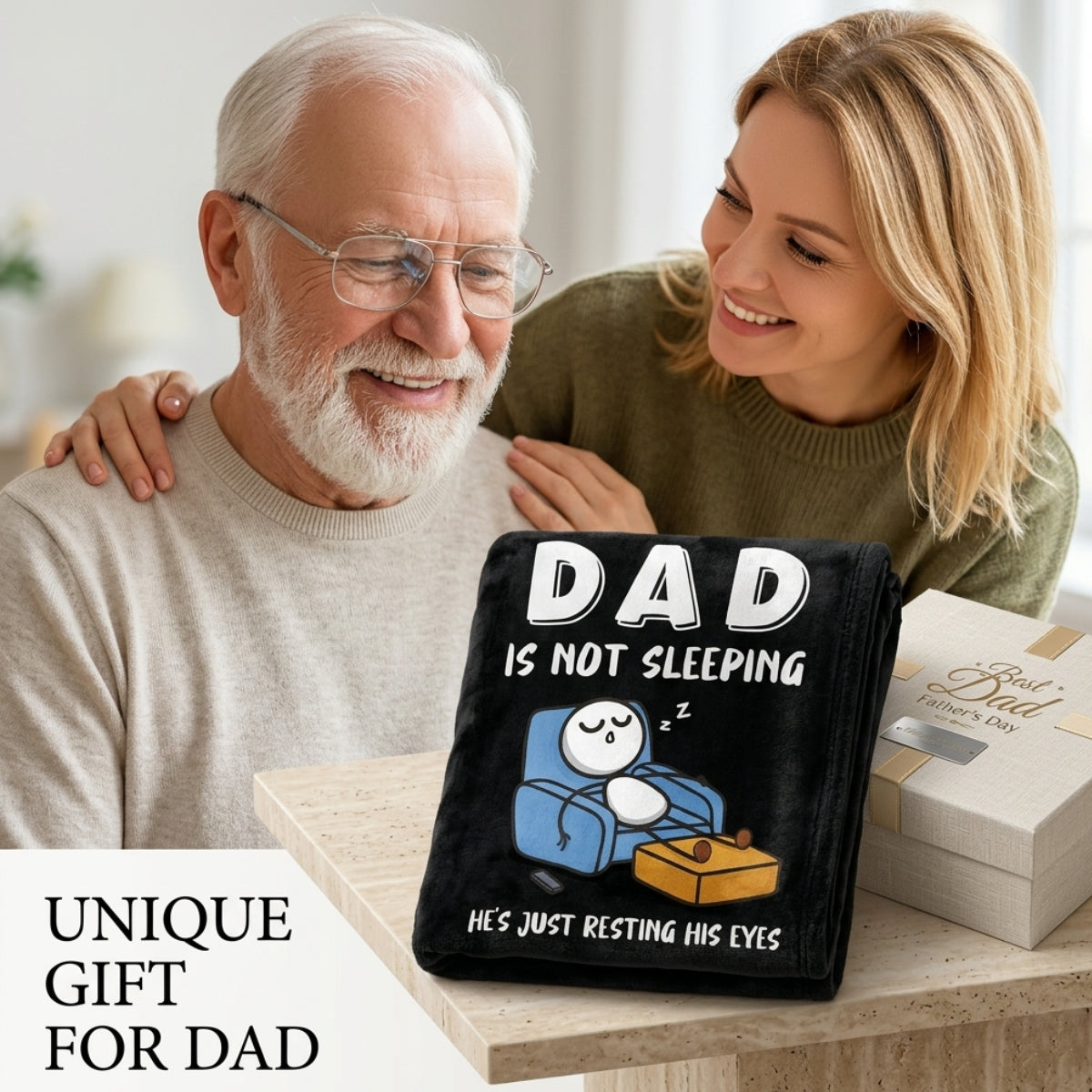 Aura Zoma Dad Is Not Sleeping He's Just Resting His Eyes Funny Dad Throw Blanket – Soft Cozy Fleece Blanket for Father