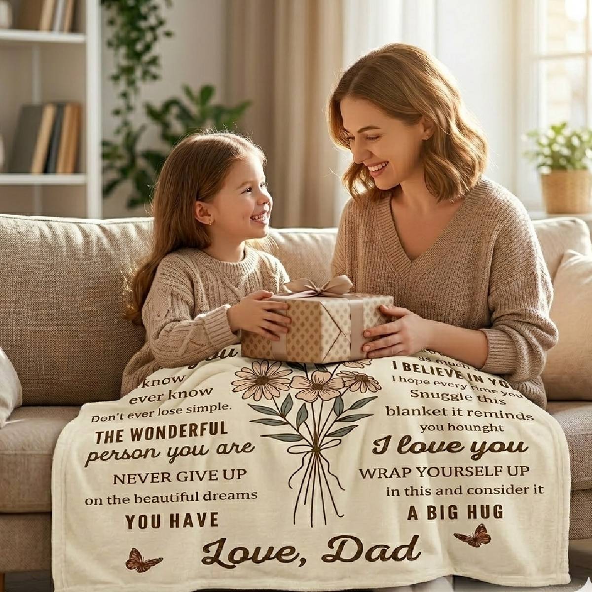 Aura Zoma To My Daughter Blanket from Dad – Soft Flannel Fleece Throw Blanket with Inspirational Message