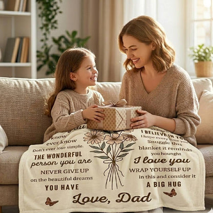 Aura Zoma To My Daughter Blanket from Dad – Soft Flannel Fleece Throw Blanket with Inspirational Message