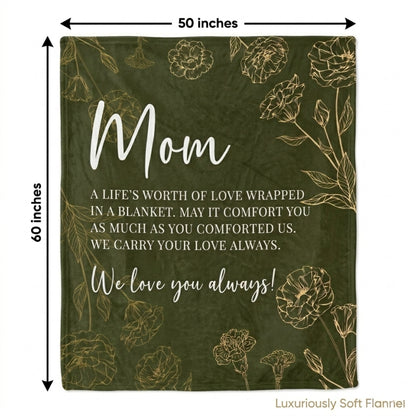 Aura Zoma Mom Appreciation Blanket – Heartfelt Message Throw Blanket for Mom, Soft Flannel Gift for Mother's Day, Birthday & Special Occasions