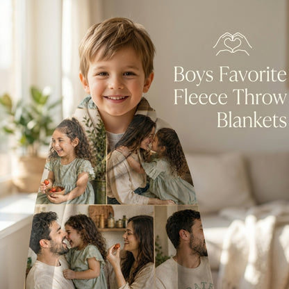 Aura Zoma Personalized Family Photo Blanket – Custom Picture Collage Throw Blanket, Memory Keepsake Gift for Family, Couples & Loved Ones
