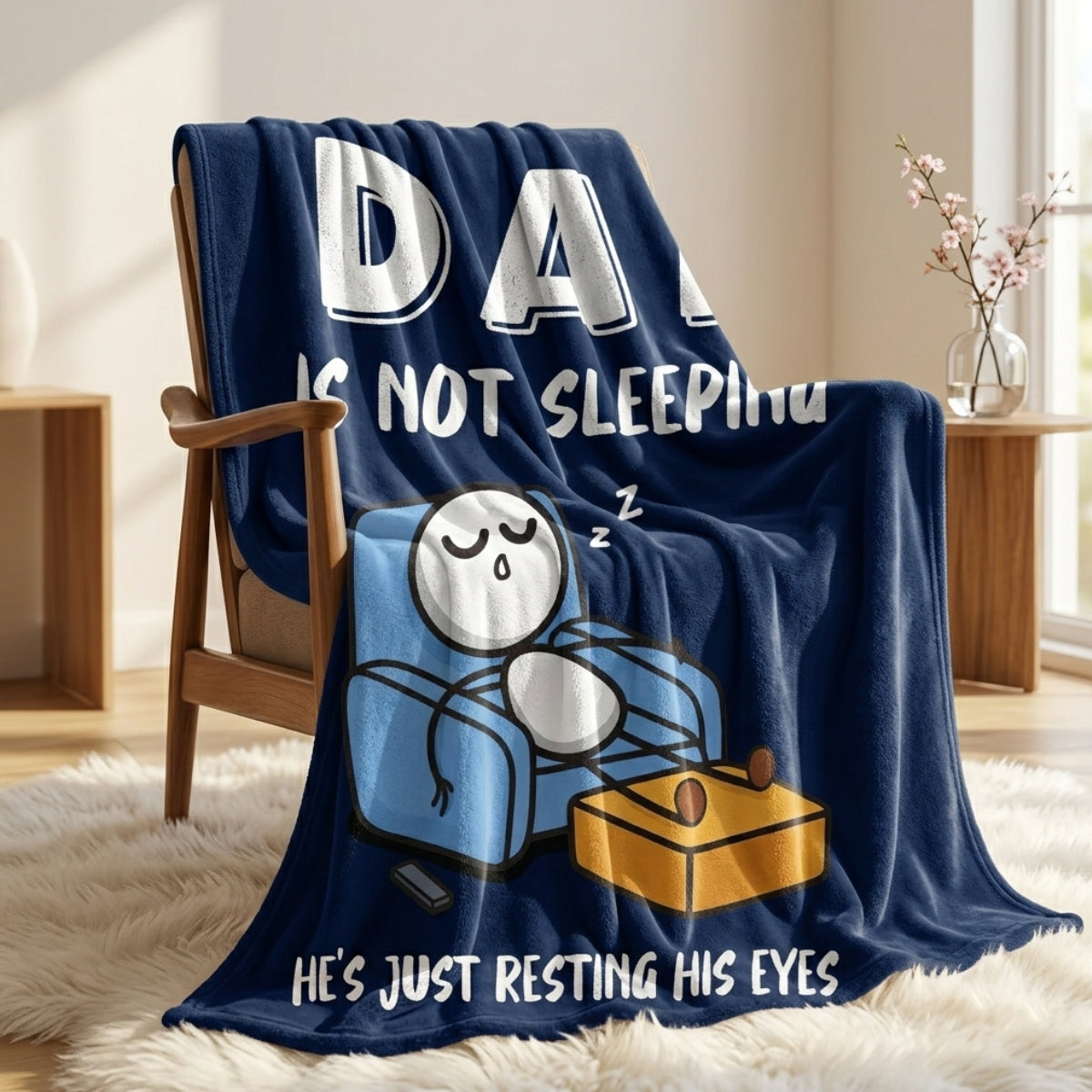 Aura Zoma Dad Is Not Sleeping He's Just Resting His Eyes Funny Dad Throw Blanket – Soft Cozy Fleece Blanket for Father