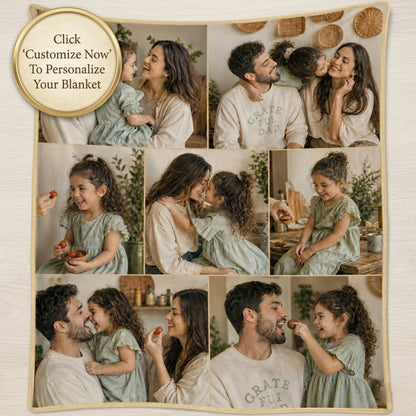 Aura Zoma Personalized Family Photo Blanket – Custom Picture Collage Throw Blanket, Memory Keepsake Gift for Family, Couples & Loved Ones