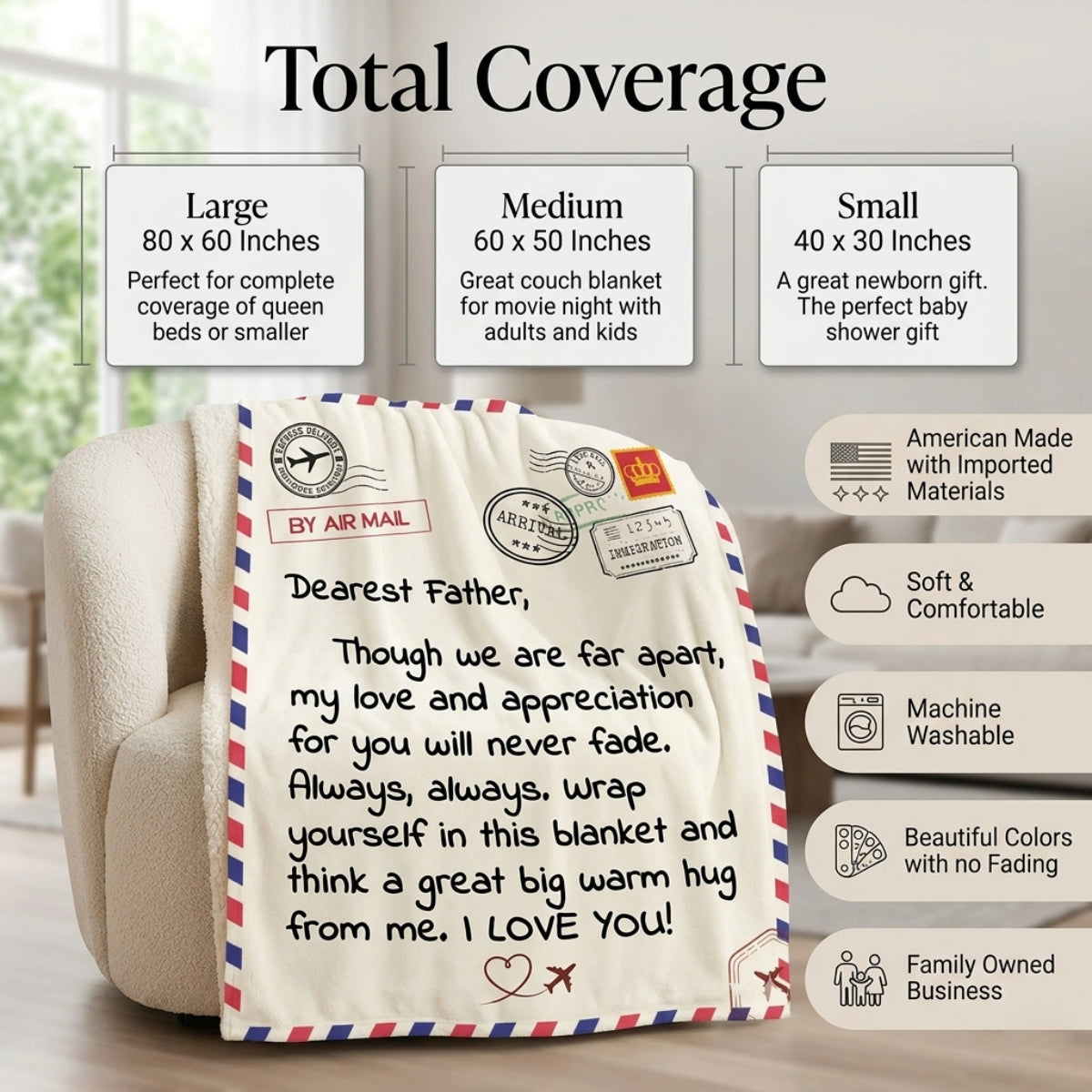 Aura Zoma To My Father Blanket – Long Distance Dad Gift Blanket