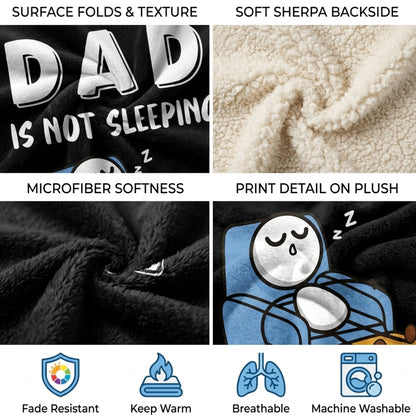Aura Zoma Dad Is Not Sleeping He's Just Resting His Eyes Funny Dad Throw Blanket – Soft Cozy Fleece Blanket for Father