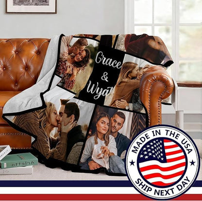 Custom Blanket with Picture Text Personalized Throws Blanket with Photos,Customizable Blankets Customized Gifts for Mom Dad Couple Girlfriend Boyfriend Wife Husband (30X40)