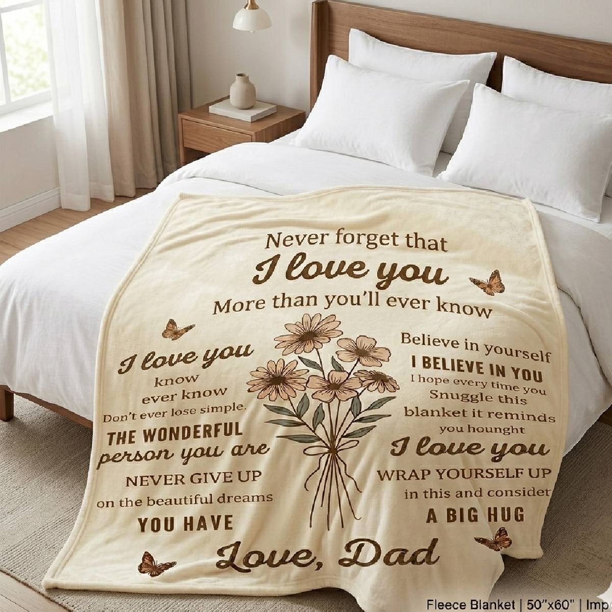 Aura Zoma To My Daughter Blanket from Dad – Soft Flannel Fleece Throw Blanket with Inspirational Message