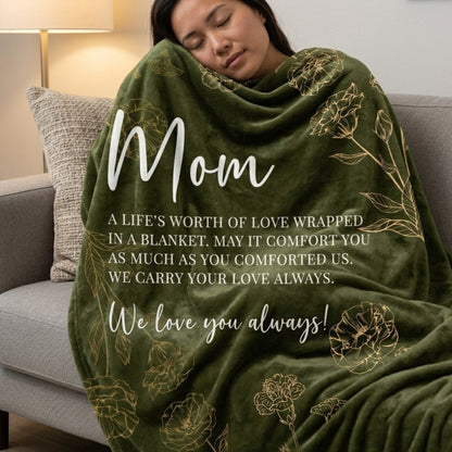 Aura Zoma Mom Appreciation Blanket – Heartfelt Message Throw Blanket for Mom, Soft Flannel Gift for Mother's Day, Birthday & Special Occasions