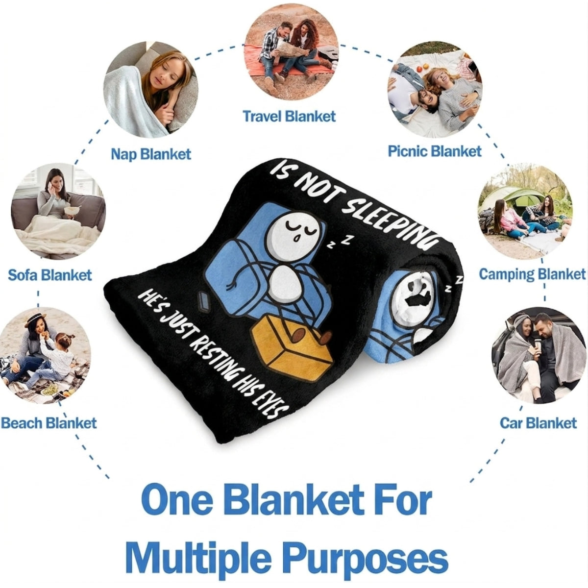 Aura Zoma Dad Is Not Sleeping He's Just Resting His Eyes Funny Dad Throw Blanket – Soft Cozy Fleece Blanket for Father