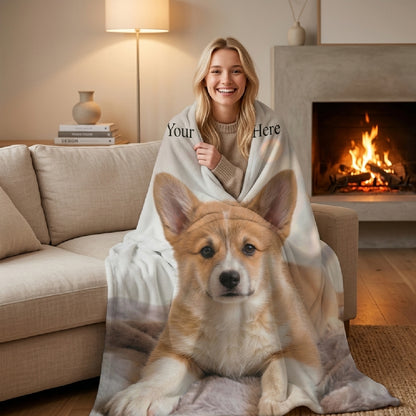 Custom Pet Photo Blanket – Personalized Dog Picture Throw Blanket, Soft Flannel Fleece Blanket for Pet