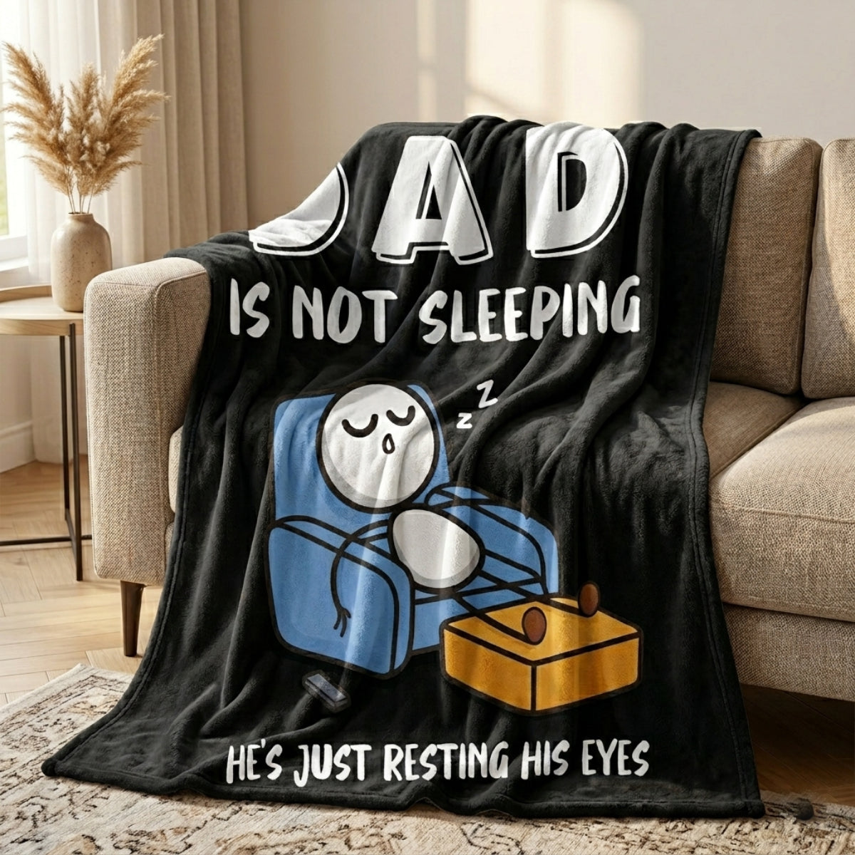 Aura Zoma Dad Is Not Sleeping He's Just Resting His Eyes Funny Dad Throw Blanket – Soft Cozy Fleece Blanket for Father