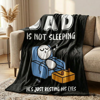 Aura Zoma Dad Is Not Sleeping He's Just Resting His Eyes Funny Dad Throw Blanket – Soft Cozy Fleece Blanket for Father