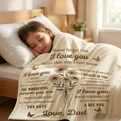 Aura Zoma To My Daughter Blanket from Dad – Soft Flannel Fleece Throw Blanket with Inspirational Message