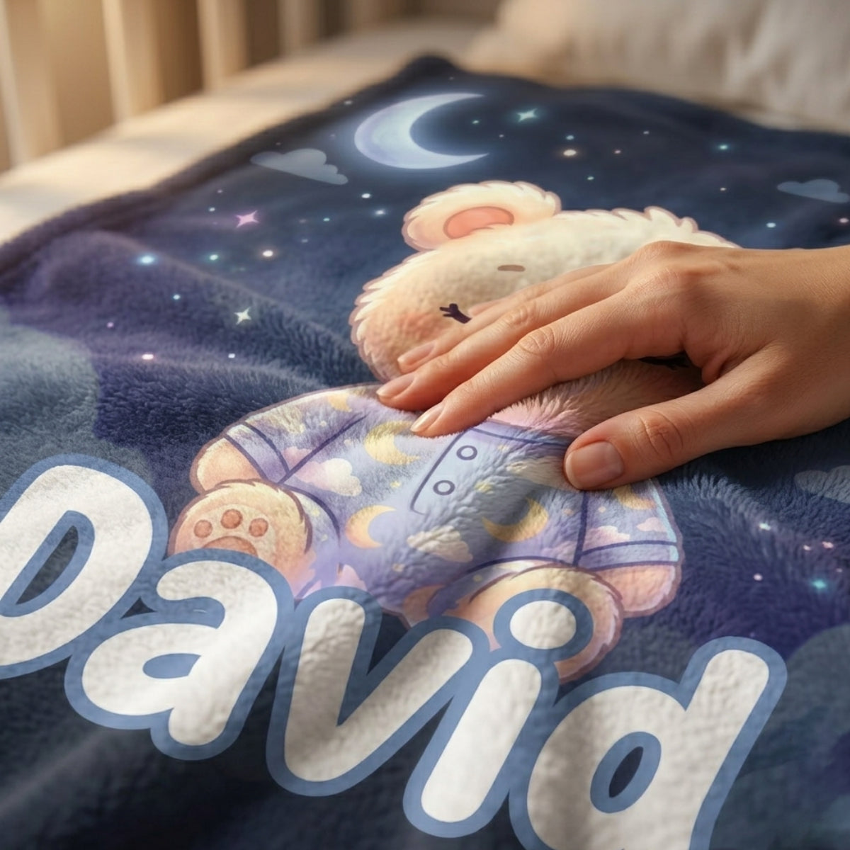 Personalized Baby Name Blanket – Custom Teddy Bear Fleece Blanket for Kids, Soft Flannel Throw Blanket