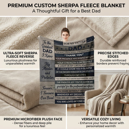 Aura Zoma To My Father Blanket – Heartfelt Dad Gift Throw Blanket, Appreciation Gift for Father from Son or Daughter, Soft Cozy Fleece Blanket for Birthday