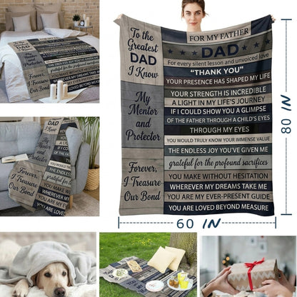 Aura Zoma To My Father Blanket – Heartfelt Dad Gift Throw Blanket, Appreciation Gift for Father from Son or Daughter, Soft Cozy Fleece Blanket for Birthday