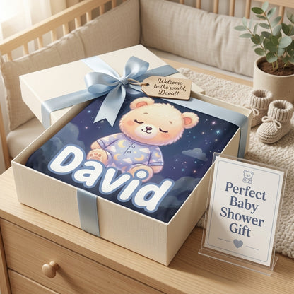 Personalized Baby Name Blanket – Custom Teddy Bear Fleece Blanket for Kids, Soft Flannel Throw Blanket